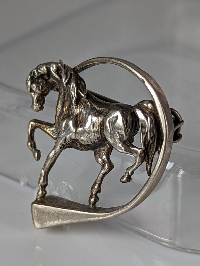 Broche cheval en argent / Épingle de cravate de chasse