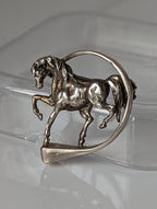Silver Steed Horse Within Hoofnail Silver Brooch / Stock Tie Pin