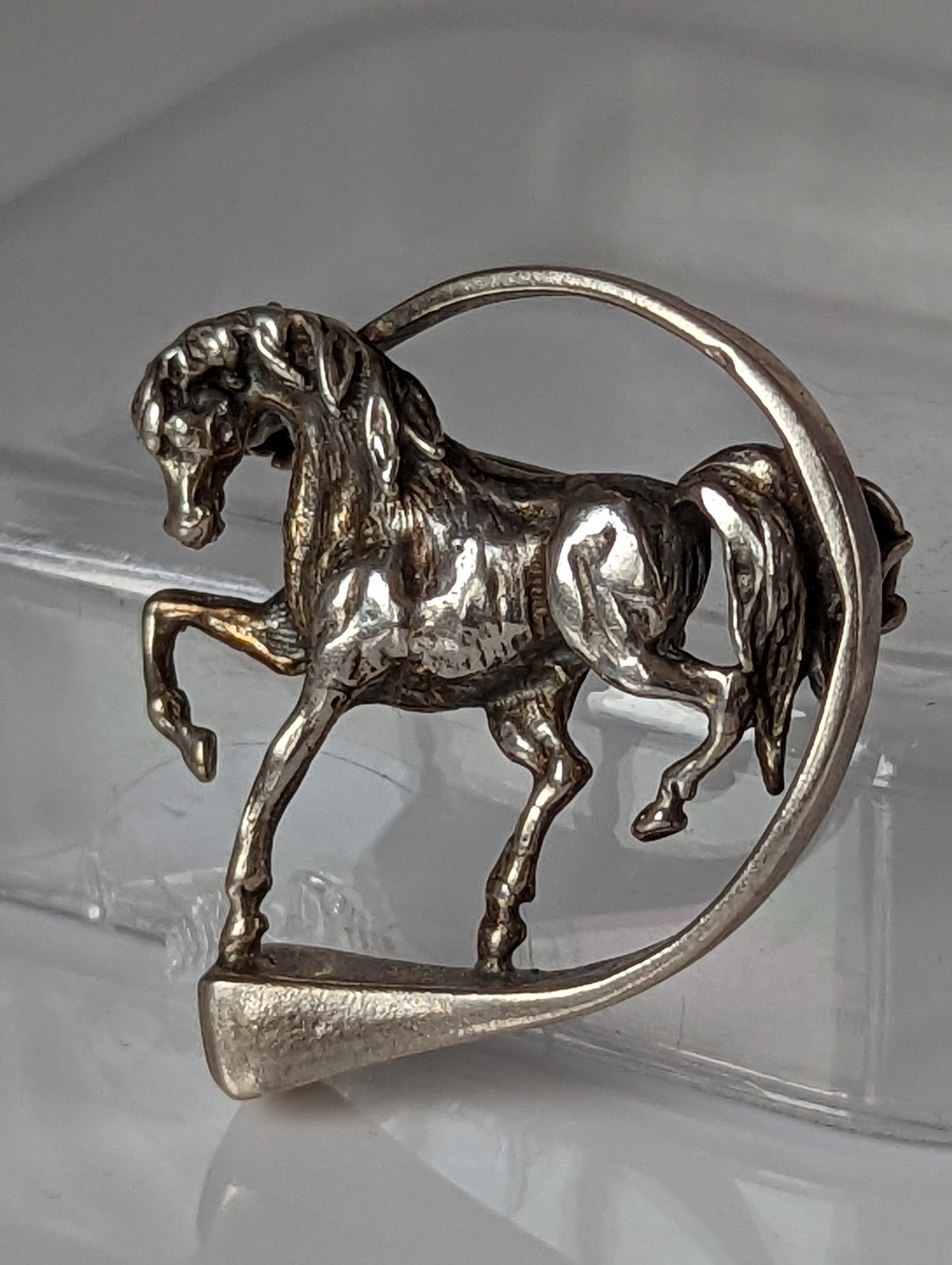 Silver Steed Horse Within Hoofnail Silver Brooch / Stock Tie Pin
