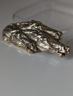 Silver Steed Three Head Racing Thoroughbreds Brooch / Stock Tie Pin