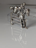 Silver Steed Triple Bar Jump, Show Jumping Brooch / Stock Tie Pin