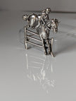 Silver Steed Triple Bar Jump, Show Jumping Brooch / Stock Tie Pin