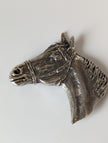 Silver Steed Big Horse Head Brooch / Stock Tie Pin