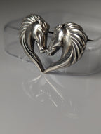 Silver Steed Horse Heart Brooch / Stock Tie Pin