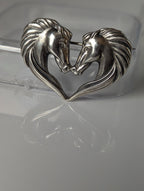 Silver Steed Horse Heart Brooch / Stock Tie Pin