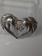 Silver Steed Horse Heart Brooch / Stock Tie Pin