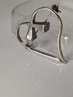 Silver Steed Horse Shoe Nail Heart Brooch / Stock Tie Pin