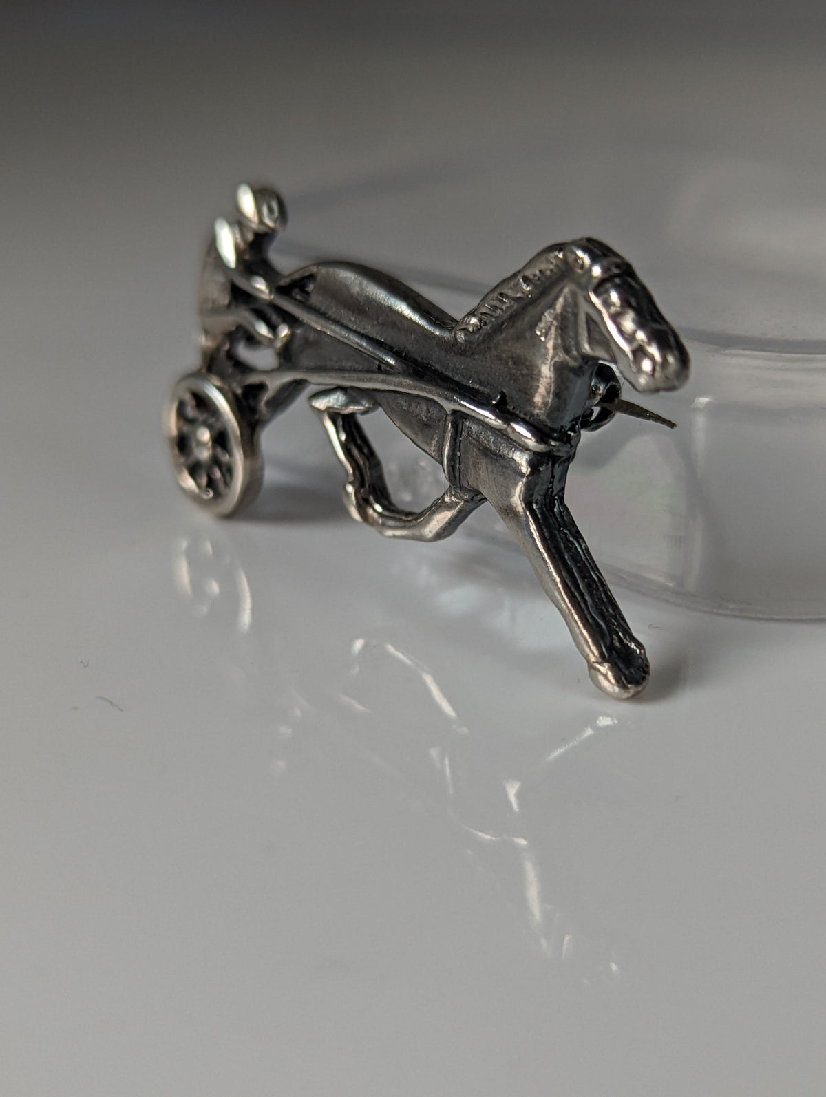 Silver Steed Harness Racing Trotter Horse Brooch / Stock Tie Pin
