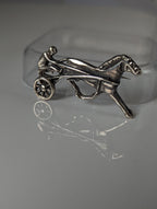 Silver Steed Harness Racing Trotter Horse Brooch / Stock Tie Pin