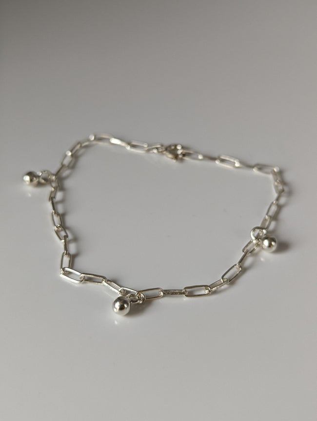 Silver Steed Chain with Ball Charms Silver Bracelet
