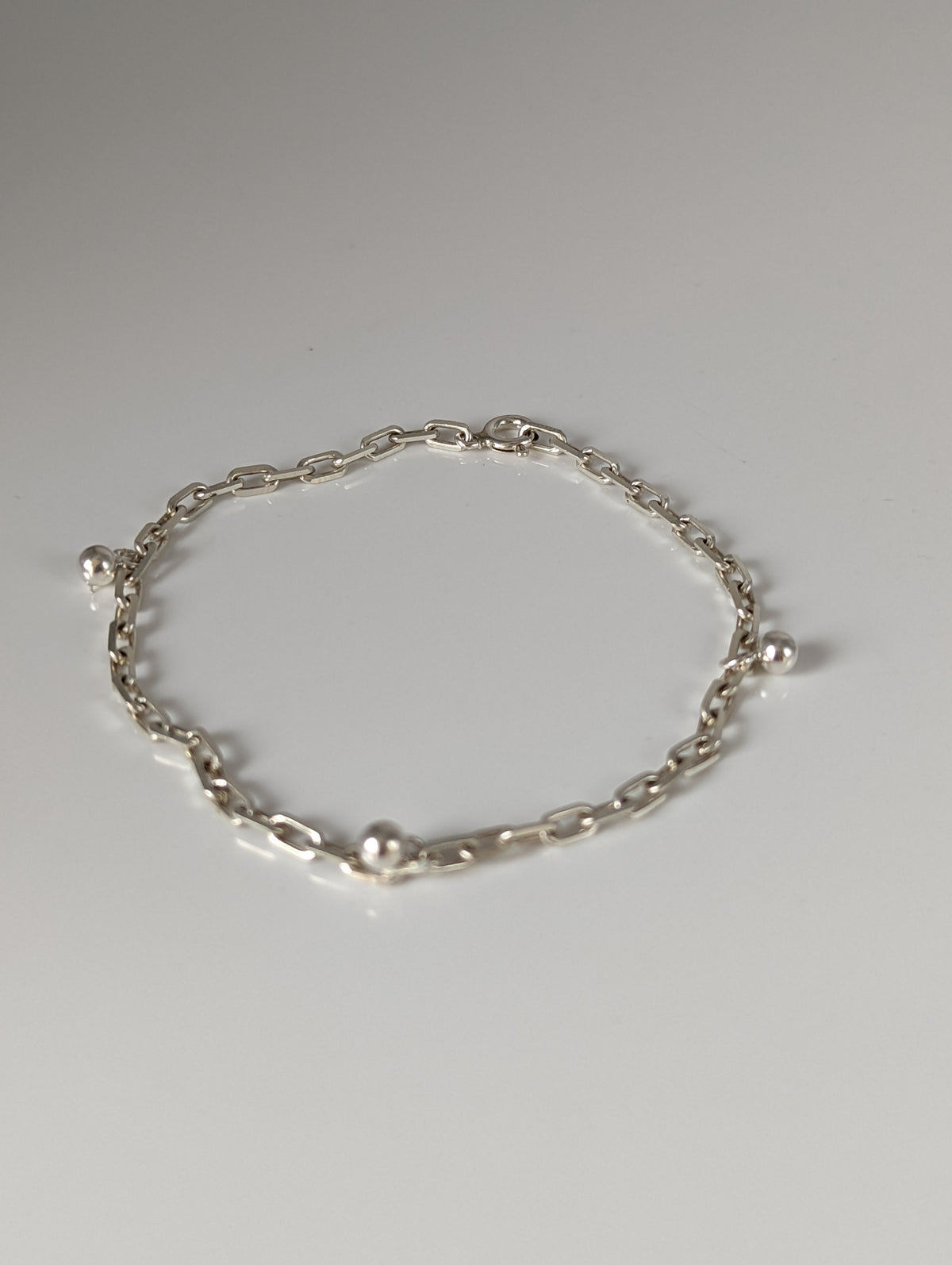 Silver Steed Chain with Ball Charms Silver Bracelet