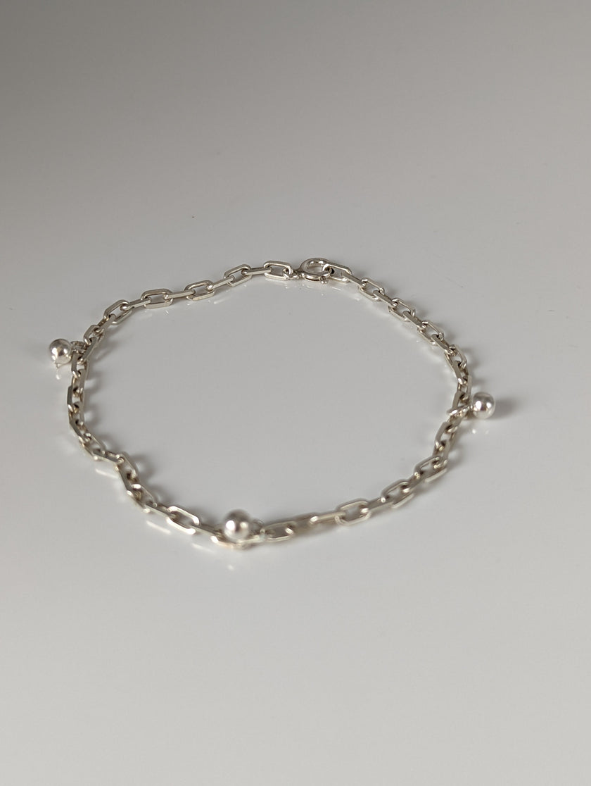 Silver Steed Chain with Ball Charms Silver Bracelet