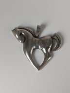 Silver Steed Simple Large Horse Silver Pendant