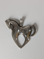 Silver Steed Simple Large Horse Silver Pendant