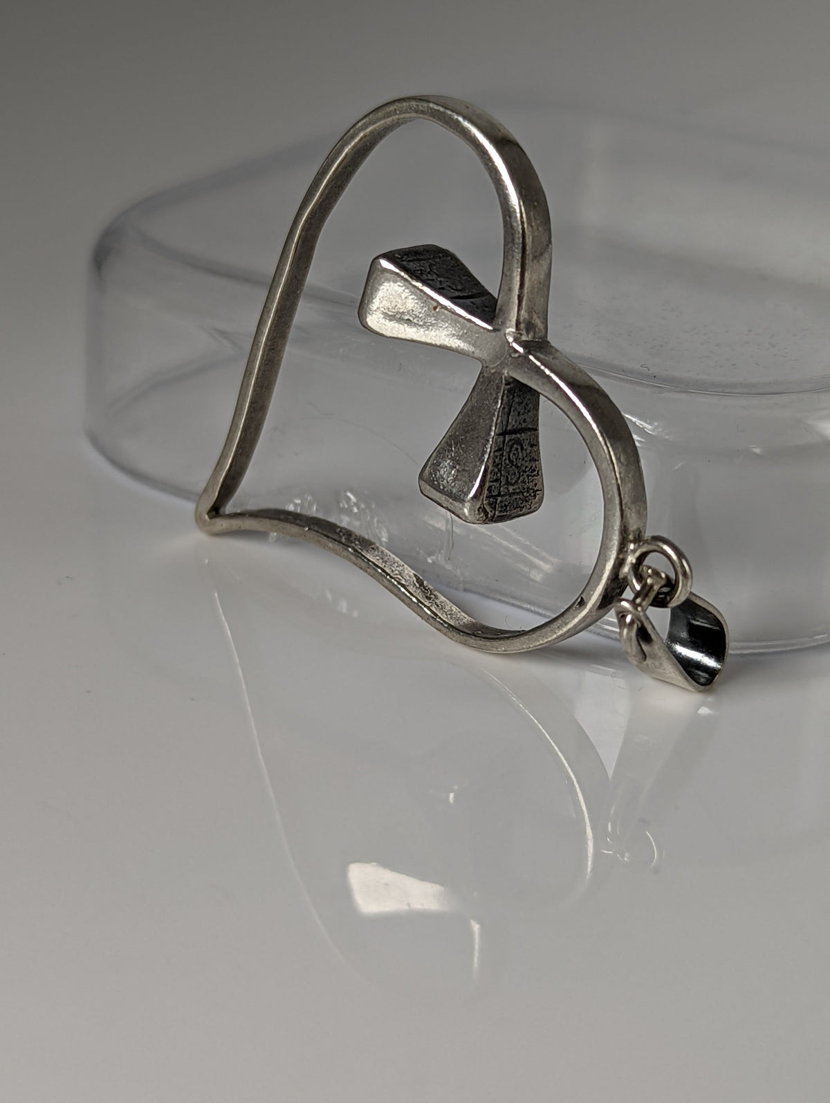 Silver Steed Horseshoe Nail, Hoof Nail Heart Silver Pendant