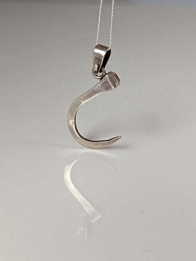 Silver Steed Curved Horseshoe Nail Silver Pendant