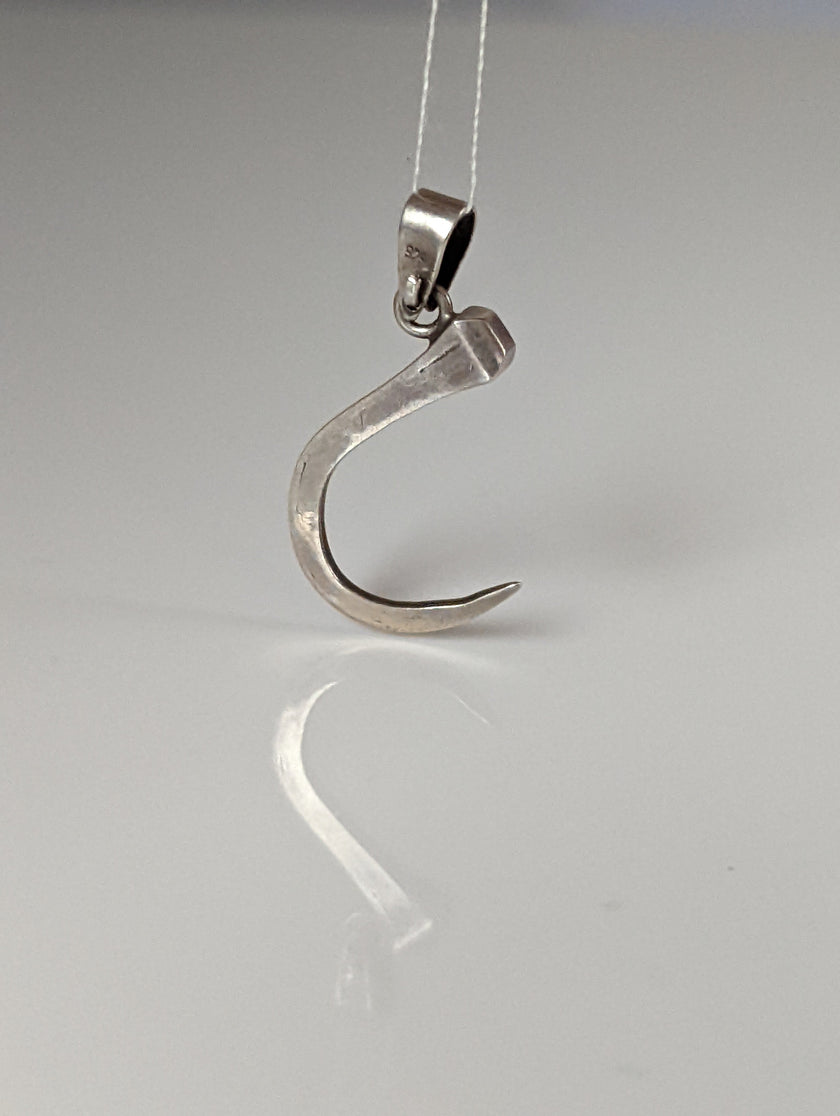 Silver Steed Curved Horseshoe Nail Silver Pendant