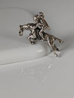 Silver Steed Jumping Jockey Silver Pendant