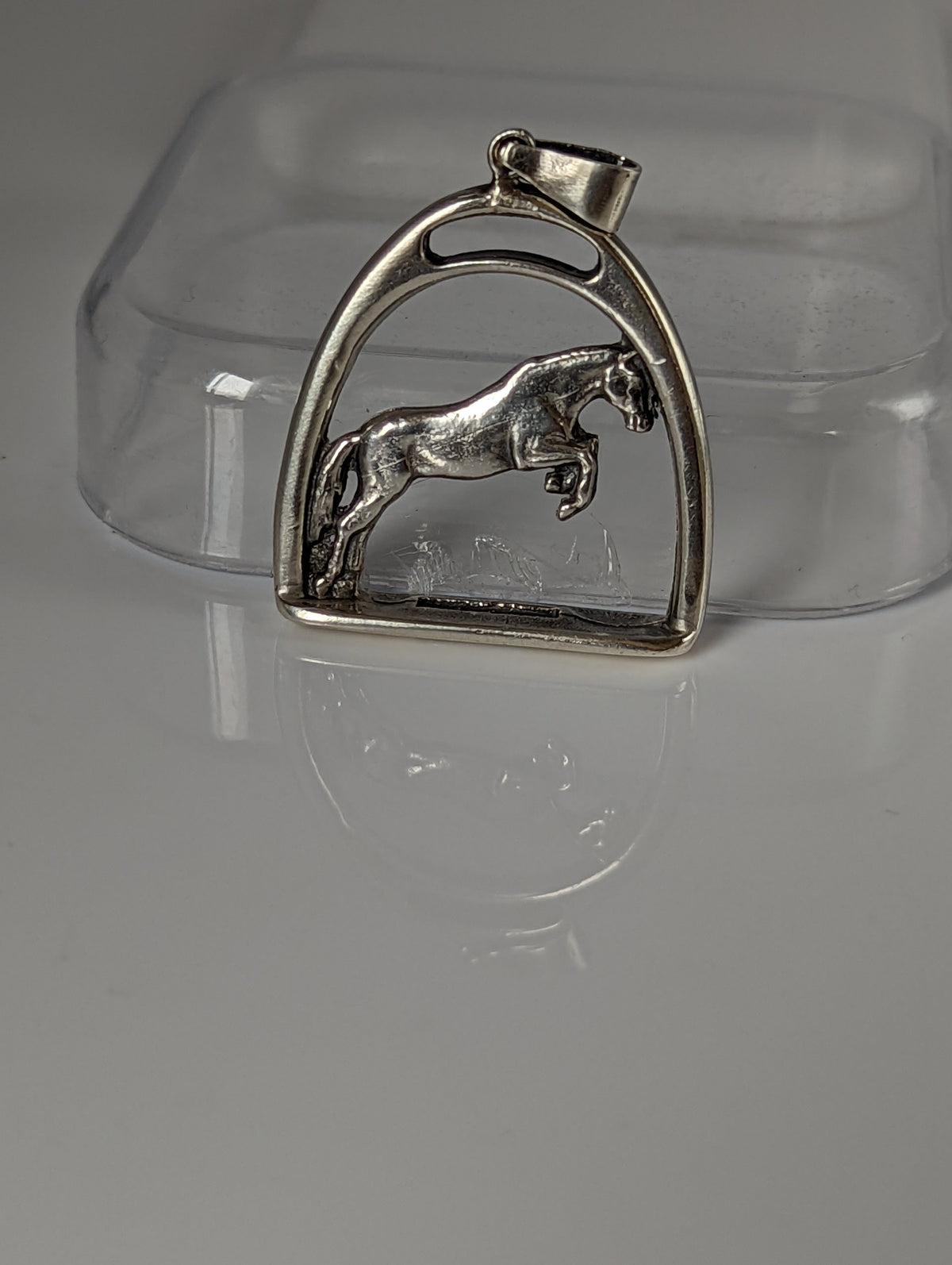 Silver Steed Horse with a Stirrup Silver Pendant