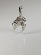 Silver Steed Long Mane Horse Head Silver Pendant