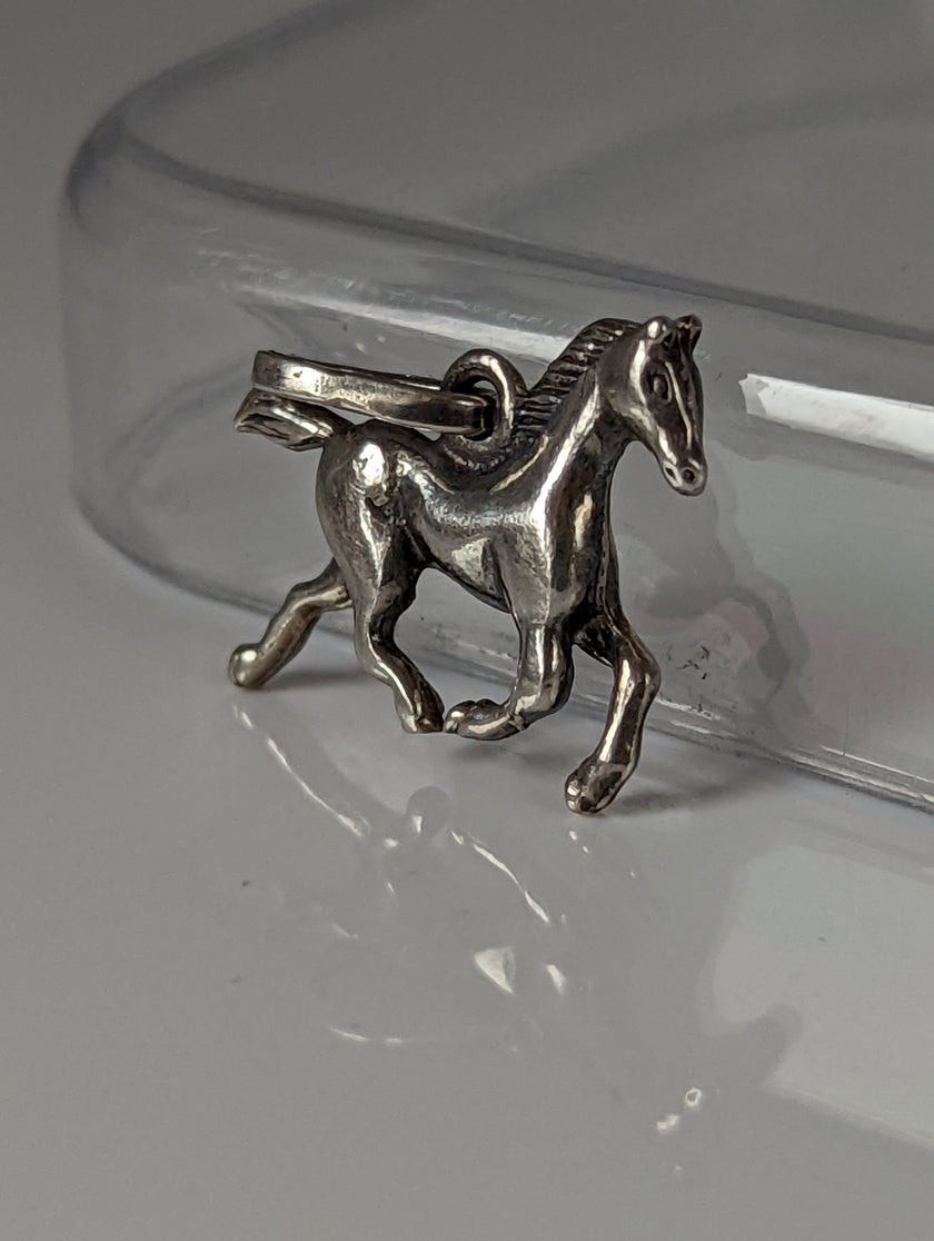 Silver Steed Trotting Horse Silver Pendant