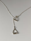 Silver Steed Thread Through Double Stirrup Silver Necklace
