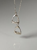 Silver Steed Thread Through Double Stirrup Silver Necklace