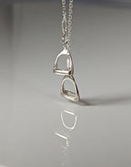 Silver Steed Thread Through Double Stirrup Silver Necklace