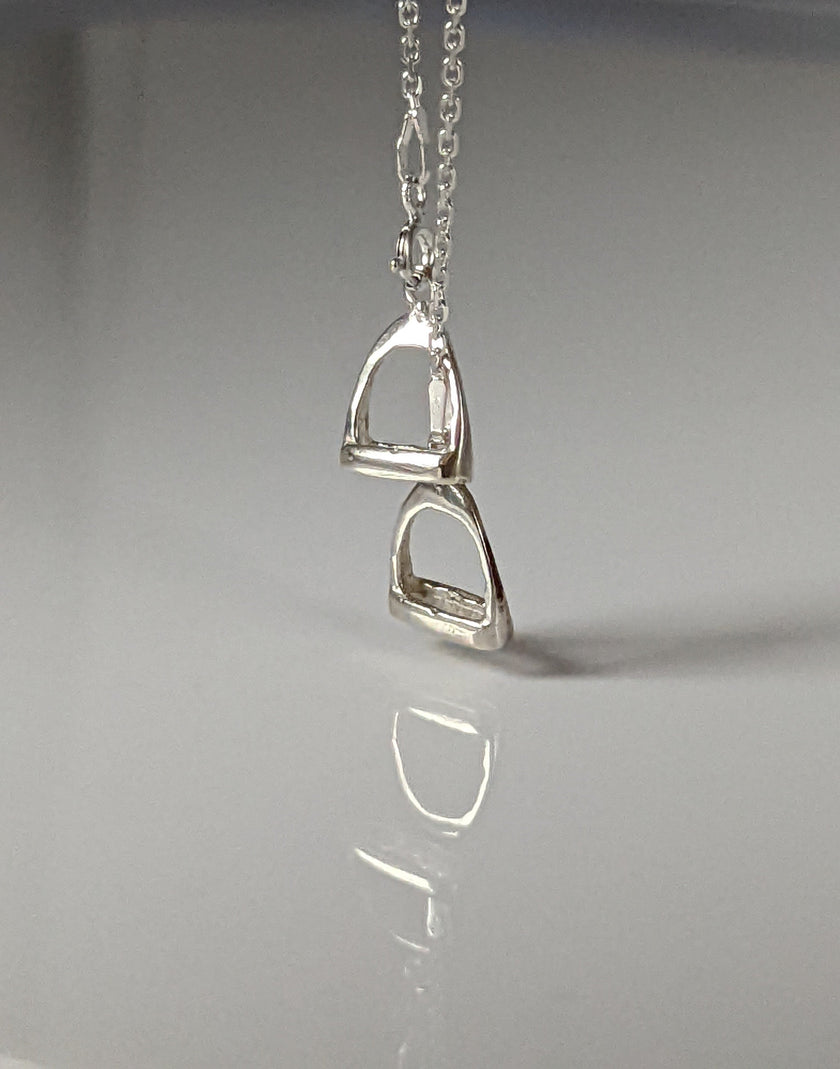Silver Steed Thread Through Double Stirrup Silver Necklace