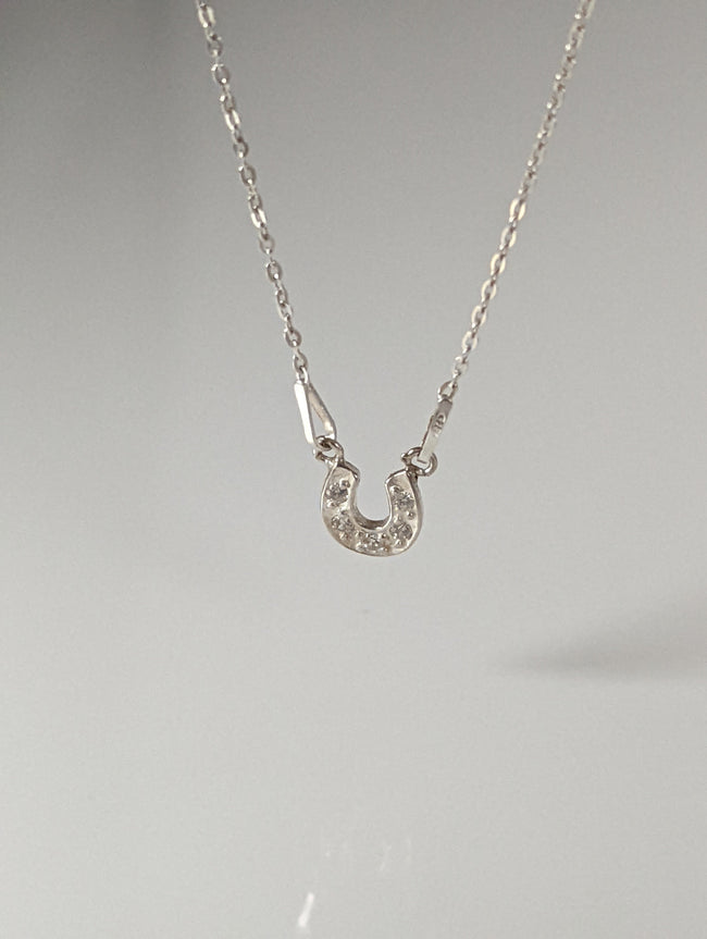 Silver Steed Crystal Horseshoe Necklace