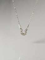 Silver Steed Crystal Horseshoe Necklace