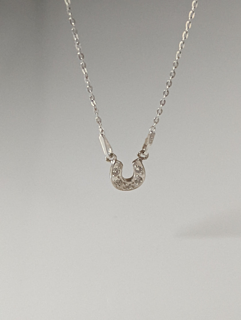 Silver Steed Crystal Horseshoe Necklace