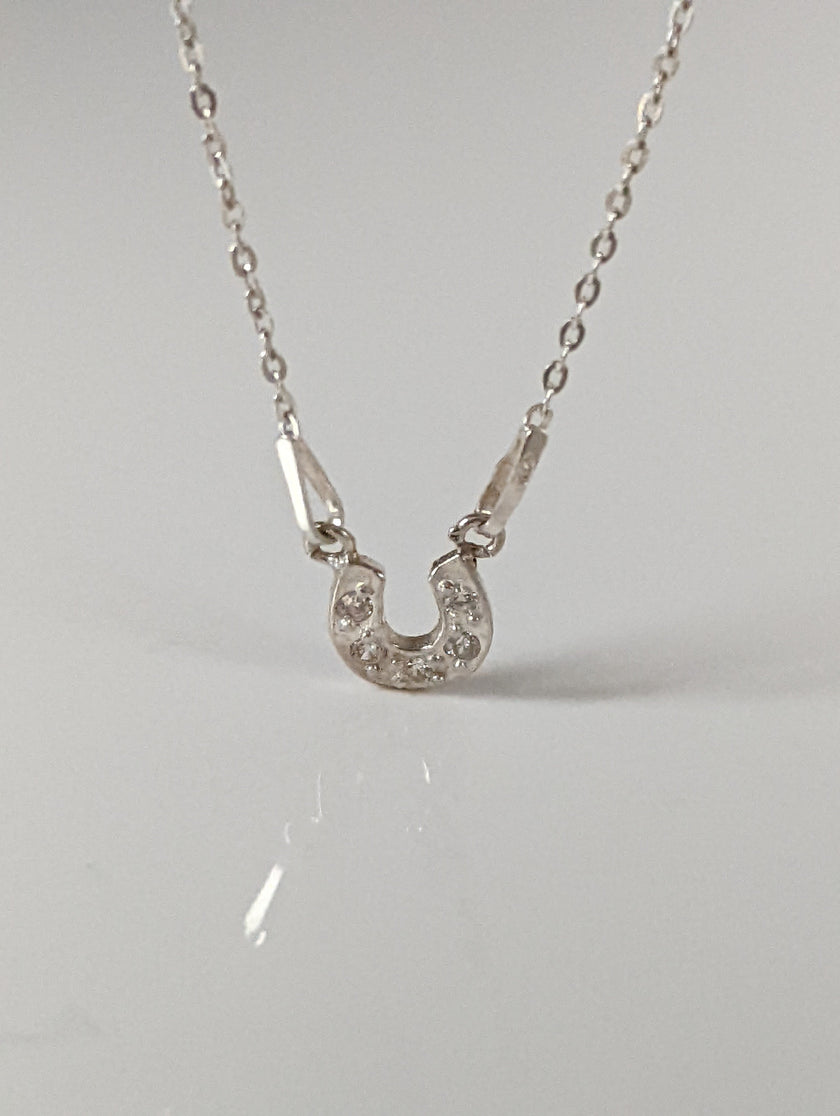 Silver Steed Crystal Horseshoe Necklace