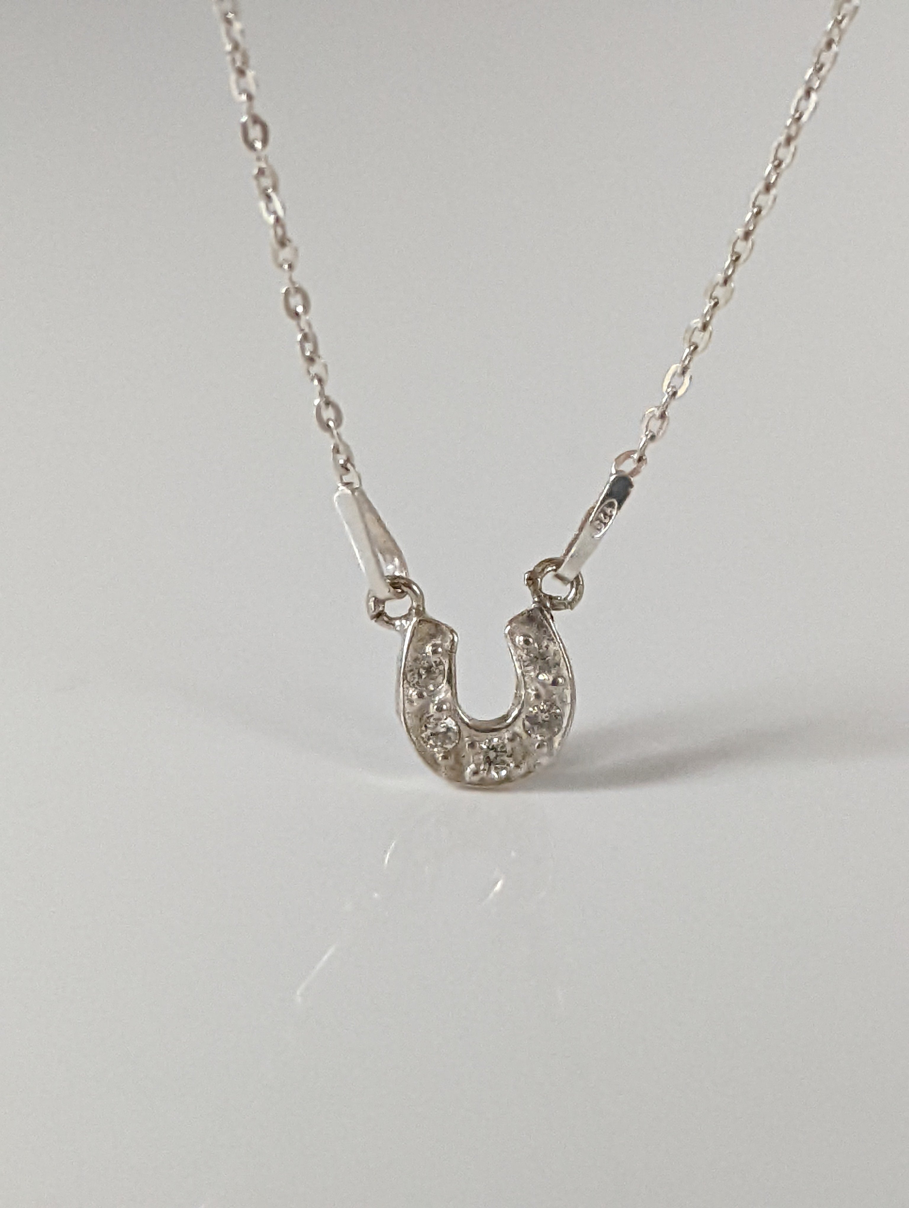 Silver Steed Crystal Horseshoe Necklace