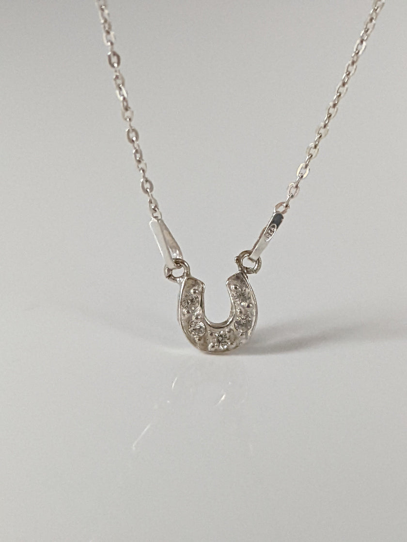 Silver Steed Crystal Horseshoe Necklace