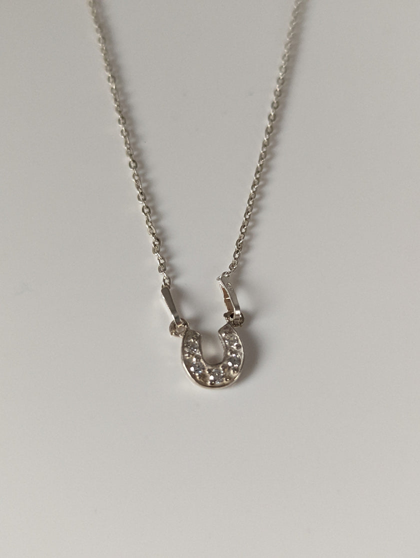 Silver Steed Crystal Horseshoe Necklace