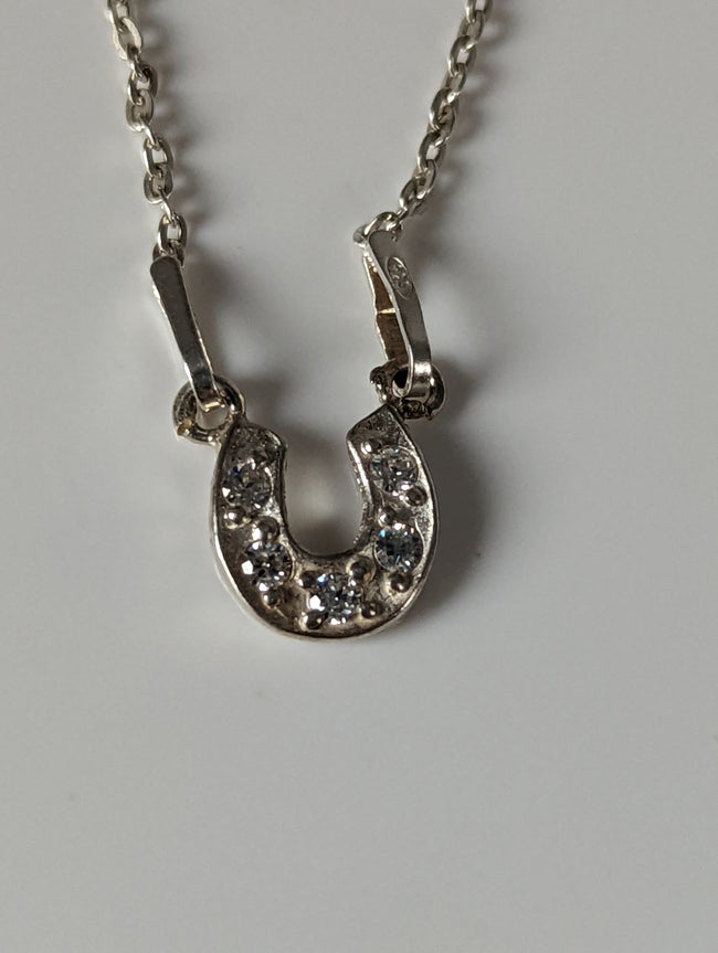 Silver Steed Crystal Horseshoe Necklace
