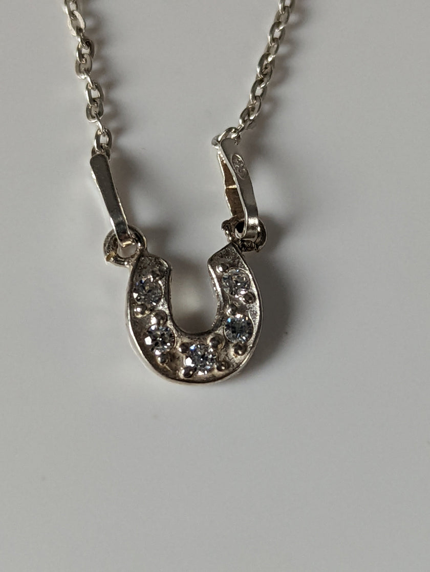 Silver Steed Crystal Horseshoe Necklace