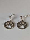 Silver Steed Round Paw Print Tag Silver Stud Earrings