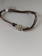 Silver Steed Paw Print Cord Bracelet