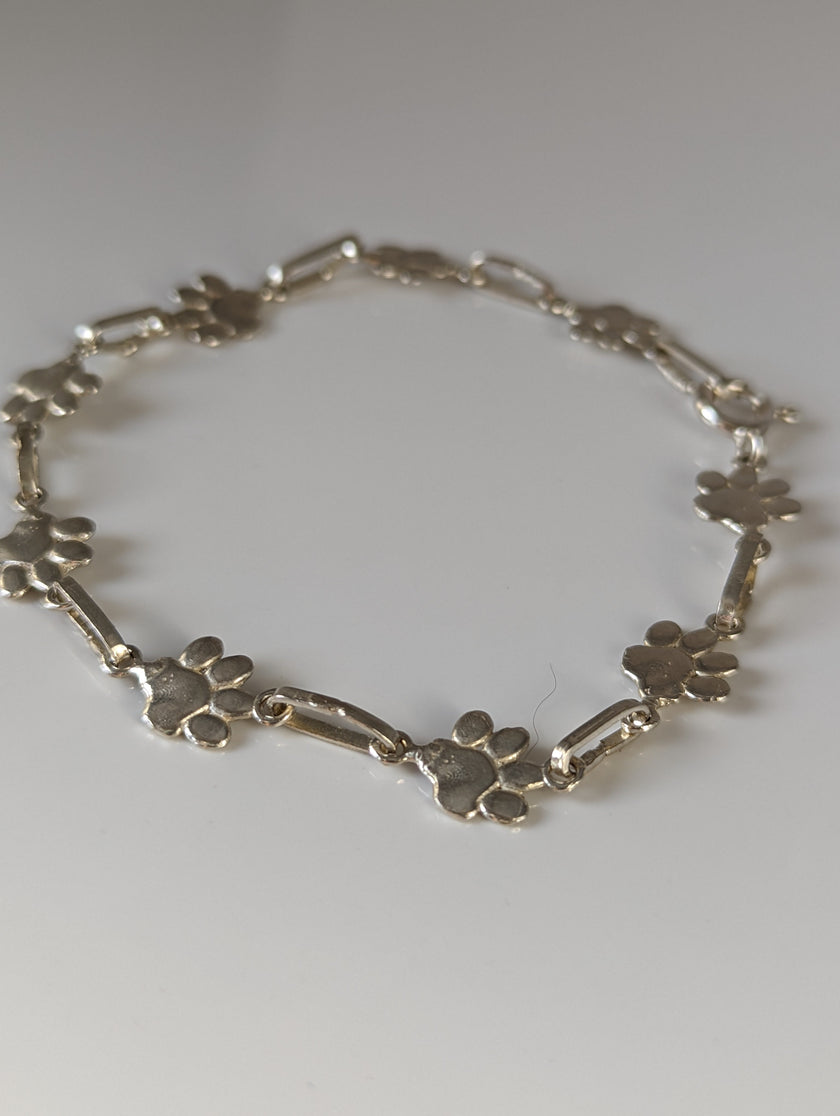 Silver Steed Paw Print Silver Bracelet