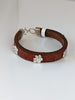 Silver Steed Paw Print Leather Bracelet
