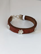 Silver Steed Paw Print Leather Bracelet