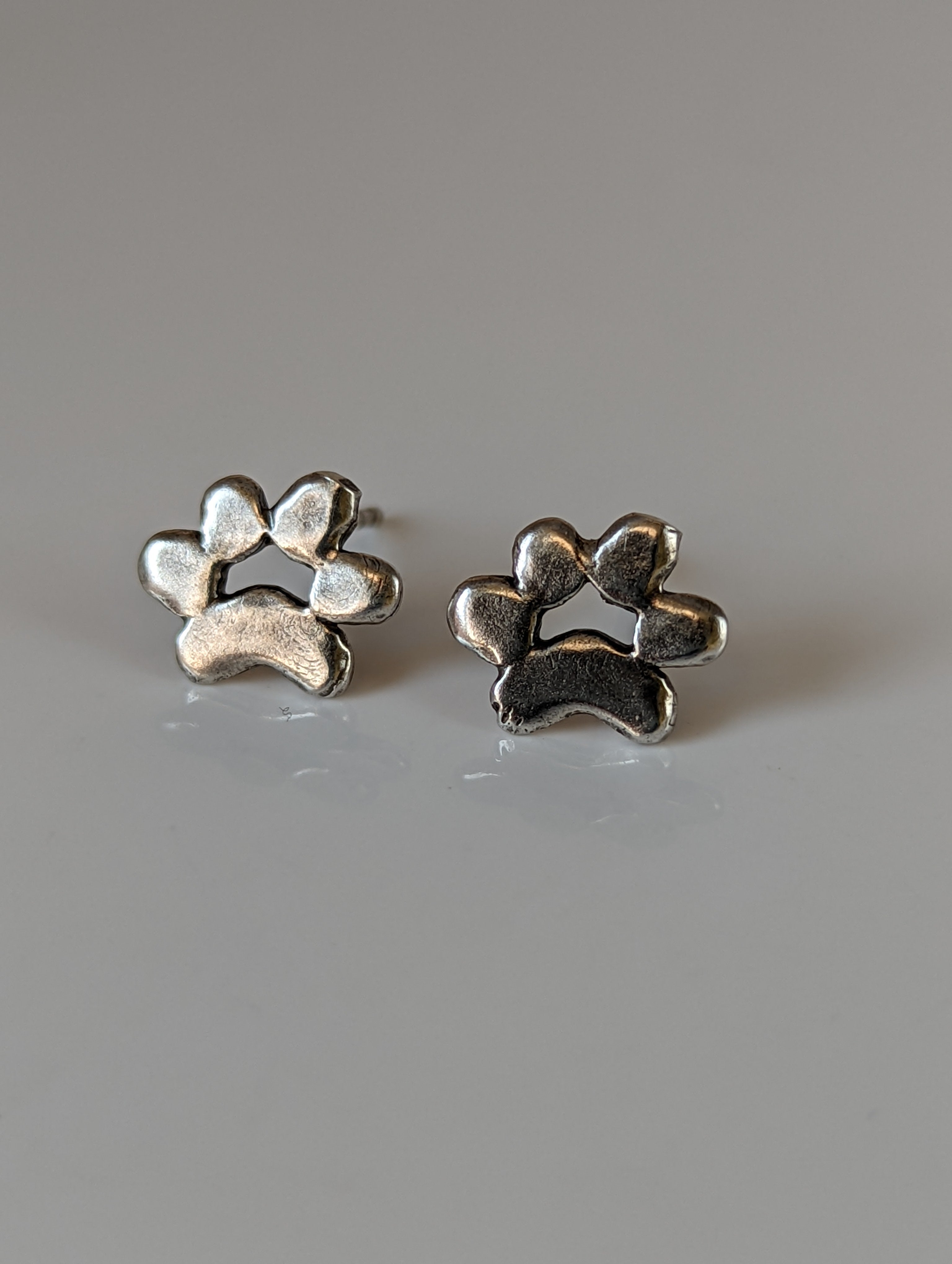 Silver Steed Paw Print Large Silver Stud Earrings