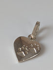 Silver Steed Paw Print on Heart Silver Pendant