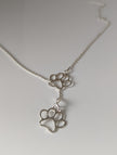 Silver Steed Thread Through Double Paw Print Silver Necklace