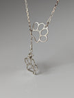 Silver Steed Thread Through Double Paw Print Silver Necklace
