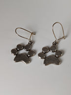 Silver Steed Paw Print Silver Dropped Earrings
