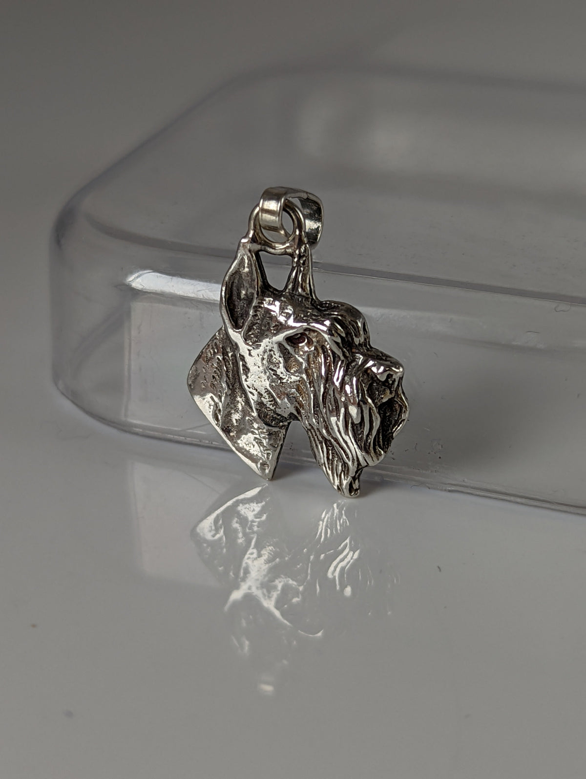 Silver Steed Schnauzer Head Silver Pendant