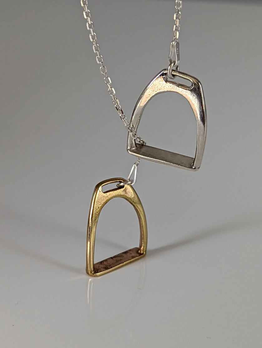 Silver Steed Two Stirrups Necklace